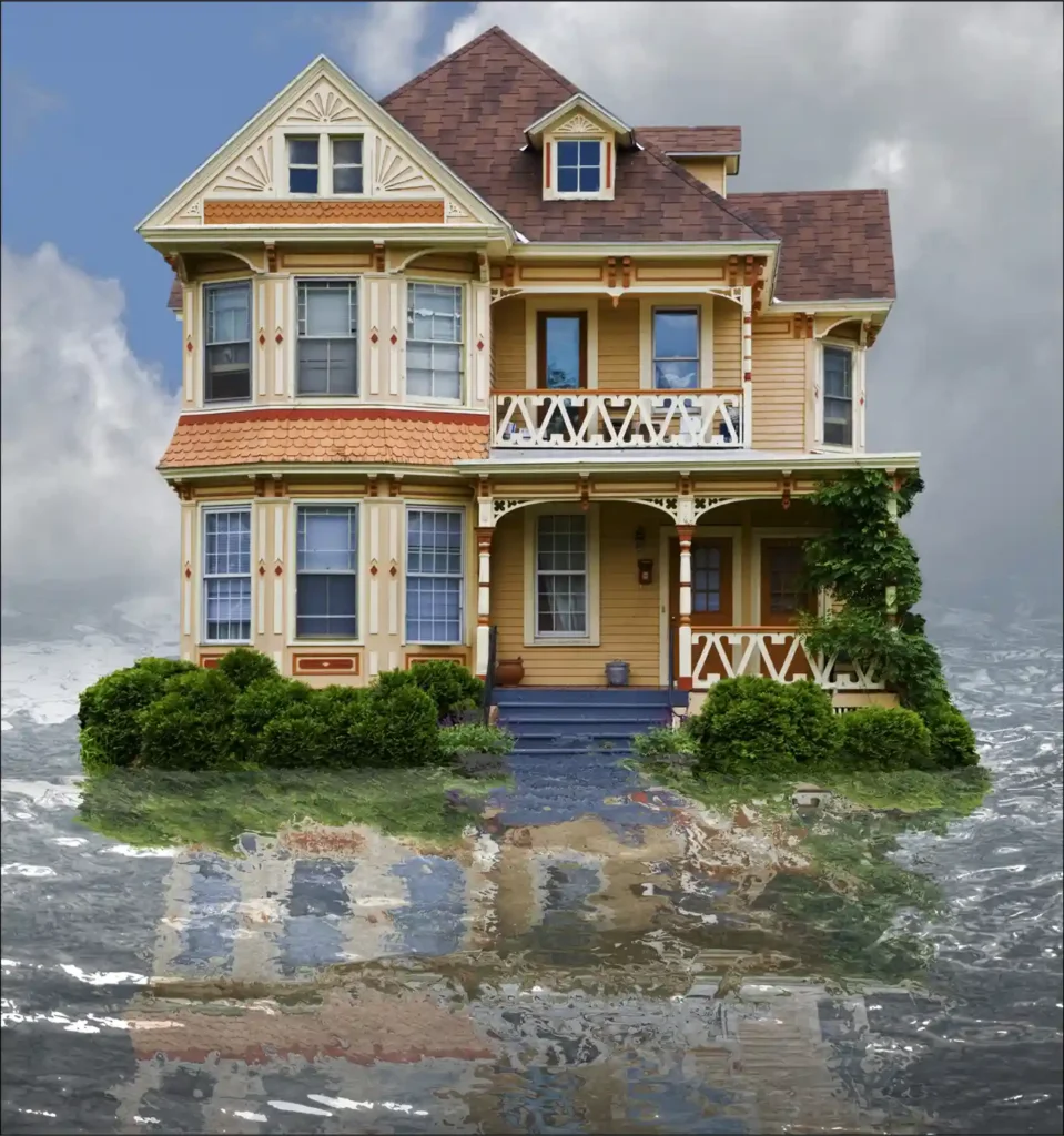 house in water